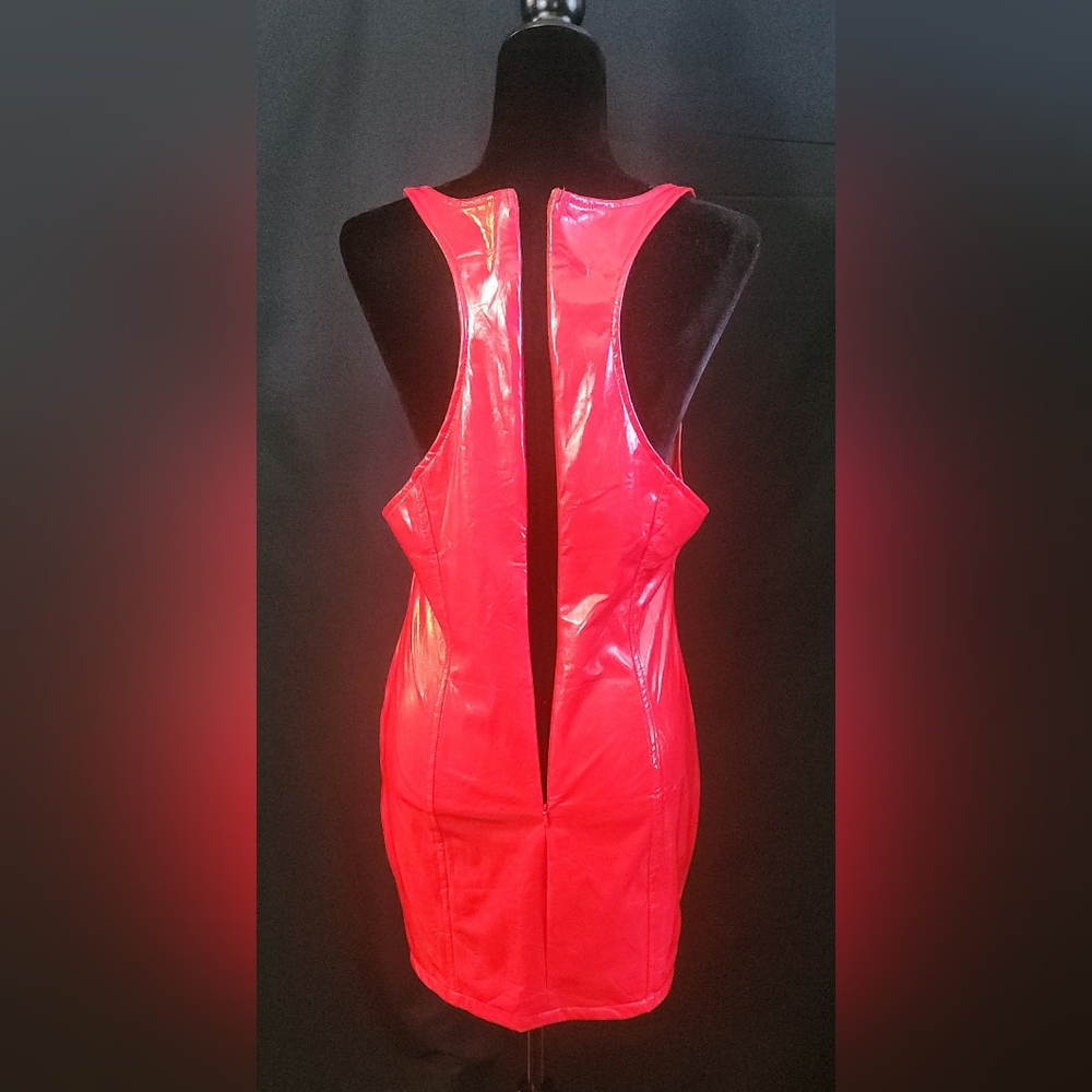 Vinyl Mini Dress in Vibrant Red Size L - Picture 11 of 16